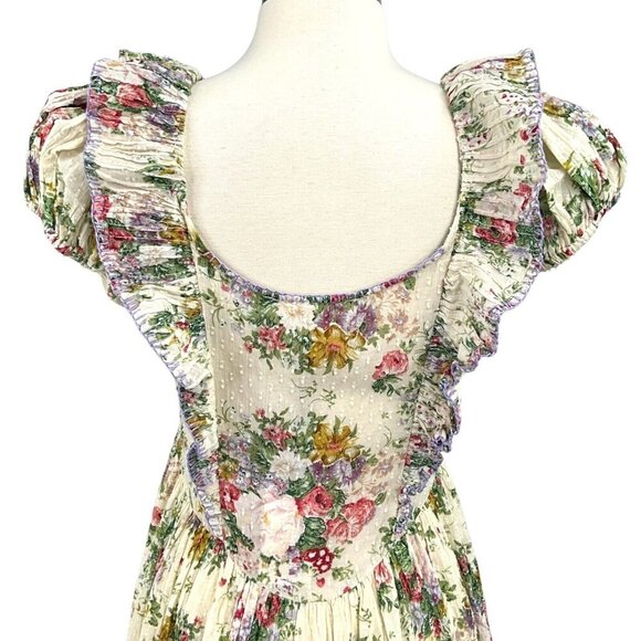 NWT LoveShackFancy Exley Dress Shining Gemstone Size 2 Floral Short Sleeve - Picture 10 of 16